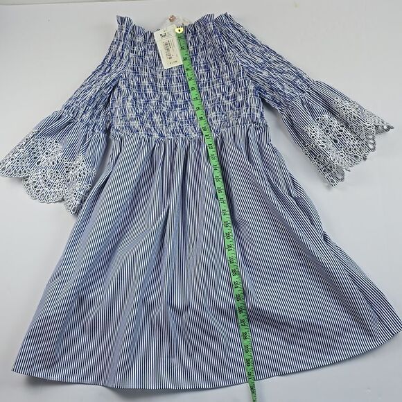 Ted Baker NWT Noaah Smoked Eyelet Off the Shoulder Dress Blue White 4 = 10 US - Picture 11 of 13